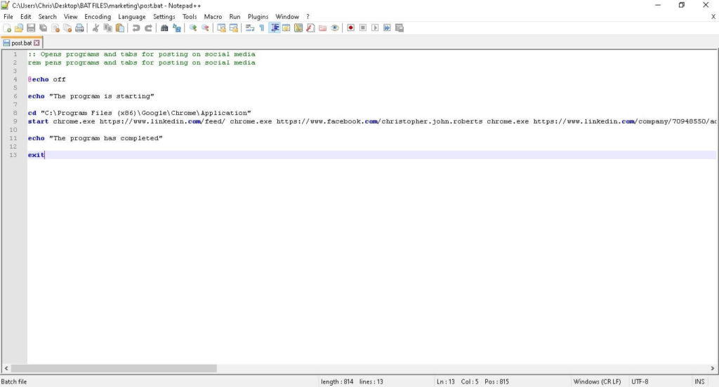 Batch .bat file coded by CJR Digital Strategy