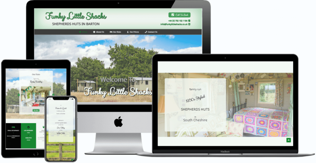 Funky Little Shacks Website Cheshire Barton by CJR Digital Strategy